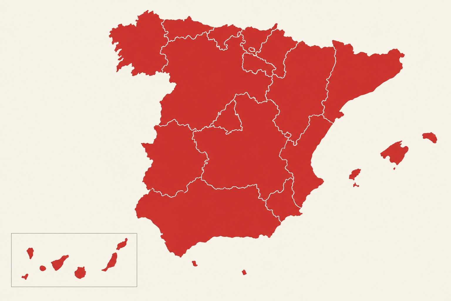 Mapa de España dividido por comunidades autónomas